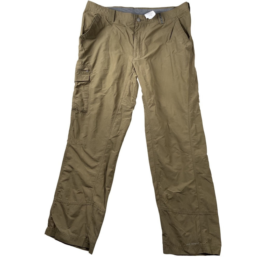 Columbia Titanium Cargo Pants Mens 38 green Omni-Shield Hiking Outdoor Trousers